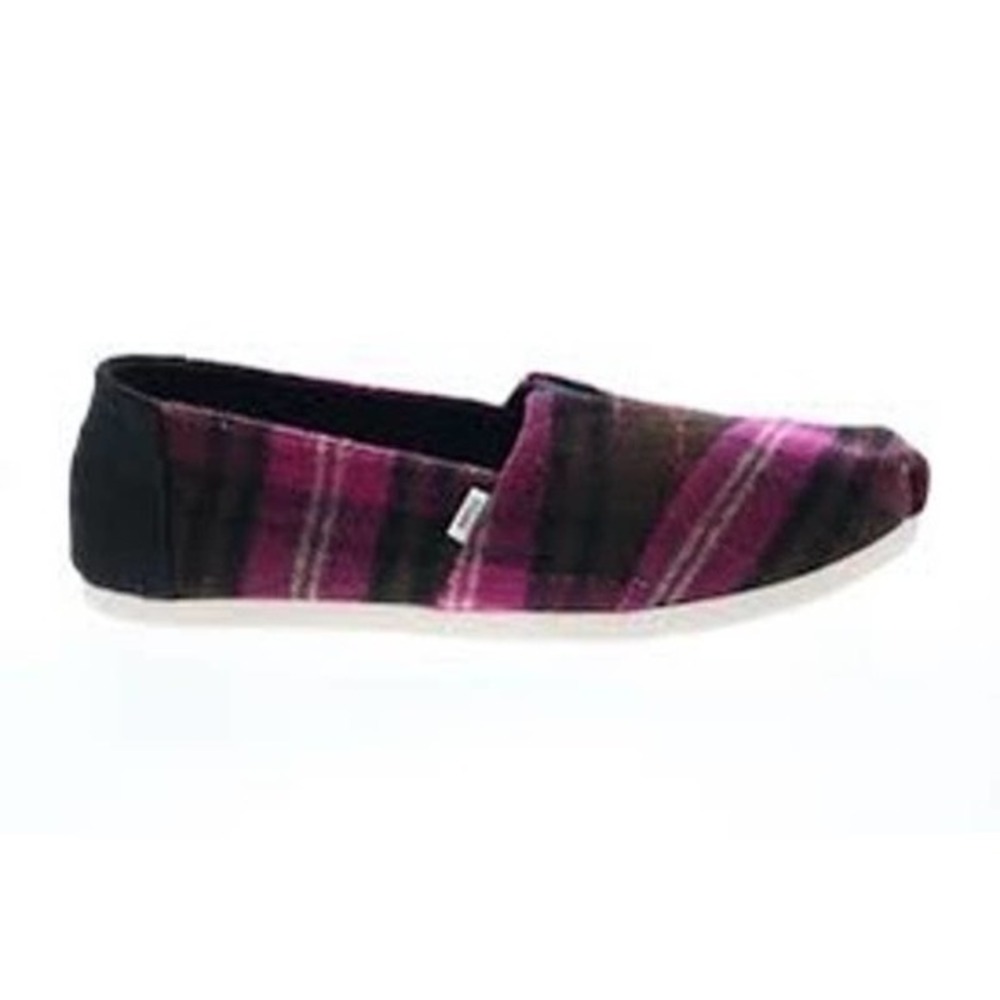 Toms Alpargata Womens US 6.5 Fuschia Cozy Plaid Ortholite Comfort Shoes 10016039
